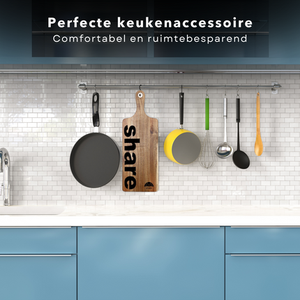 Cheqo® Share Snijplank - Tapasplank - Serveerplank - Snijplank - Kaasplank - Borrelplank - Tapas Serveren - Hout - 47x17x1.5cm Serveerplanken