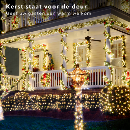 Cheqo® Kerstboomverlichting - Zilverdraad Clusterverlichting - Kerstlampjes - Led Verlichting - Kerstverlichting voor Binnen en Buiten - 720 LED - 5 Meter - Warm Wit Clusterverlichting