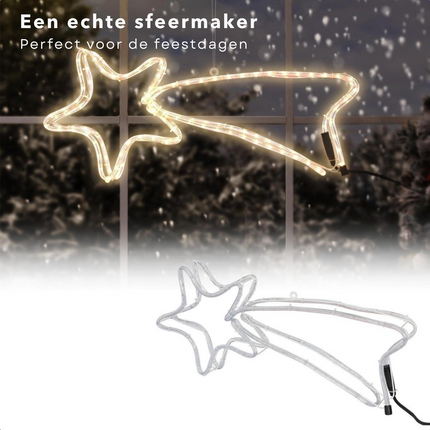 Cheqo® Lichtgevende Kerstster - Lichtslang - Kerstverlichting - Kerstfiguur - Slangverlichting - 62 cm Verlichte Kerstfiguren