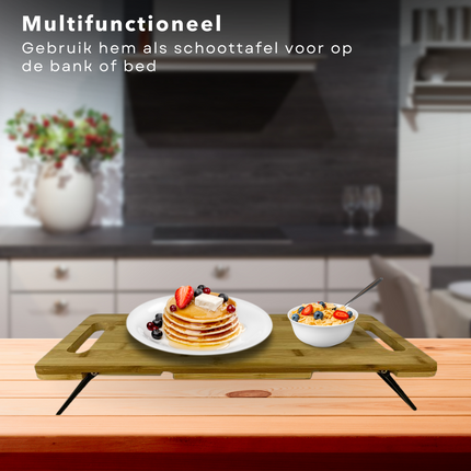 Cheqo® XL Borrelplank - Serveerplank - Tapasplank - Ontbijttafel - Ontbijt op Bed - Multifunctioneel - Uitklapbaar Borrelplank