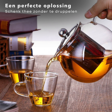 Cheqo® Theepot met Filter - Uitneembaar Filter - 1.2 liter - RVS Theepot