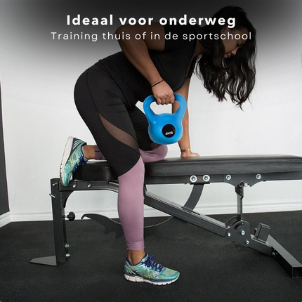 Cheqo® Kettlebell - Full Body Workout - Cementvulling - Blauw - 4 KG Kettlebells