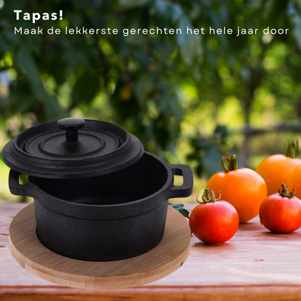 Cheqo® Tapas Cocottes - Braadpan - Ovenschotel - Gietijzer - Ø10cm Cocottes