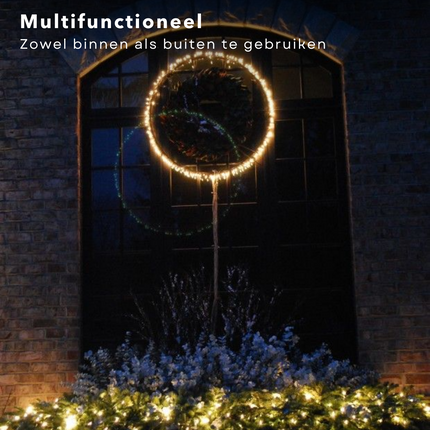 Cheqo® Lichtgevende Kerstkrans - Kerstring - Kerstverlichting - Kerstdecoratie - 300 LED - Ø38cm - 8 Lichtfuncties - Voor Binnen en Buiten Kerstkrans