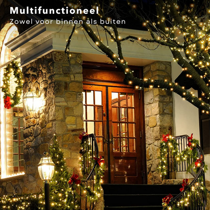 Cheqo® Draadverlichting - Kerstverlichting - Kerstlampjes - Kerstboomverlichting -  Lampjes Slinger - Lichtsnoer - LED Lampjes voor Binnen en Buiten - 40LED - Extra Warm Wit Lichtsnoer