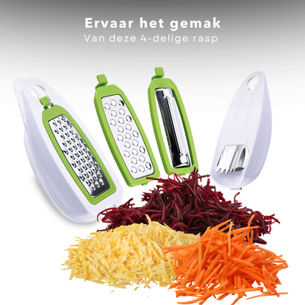 Cheqo® Magic Rasp - Raspen - 4 Soorten - Mandolines - Mandoline Set - Groenterasp - Groentesnijder Raspen
