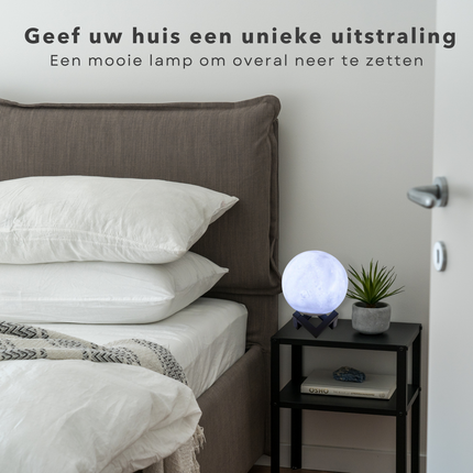 Cheqo® Maanlamp LED - 3D Tafellamp - Bedlamp - Maan Lamp - Moonlight - ø15cm - Multicolor - Werkt op Batterijen Tafellamp