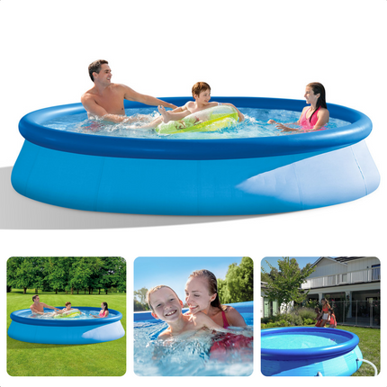 Cheqo® Zwembad met Filterpomp - Opblaaszwembad - Opzetbad met Filter - 366cmx310cmx76cm - 5621L - Vanaf 6 Jaar Opblaas Zwembad