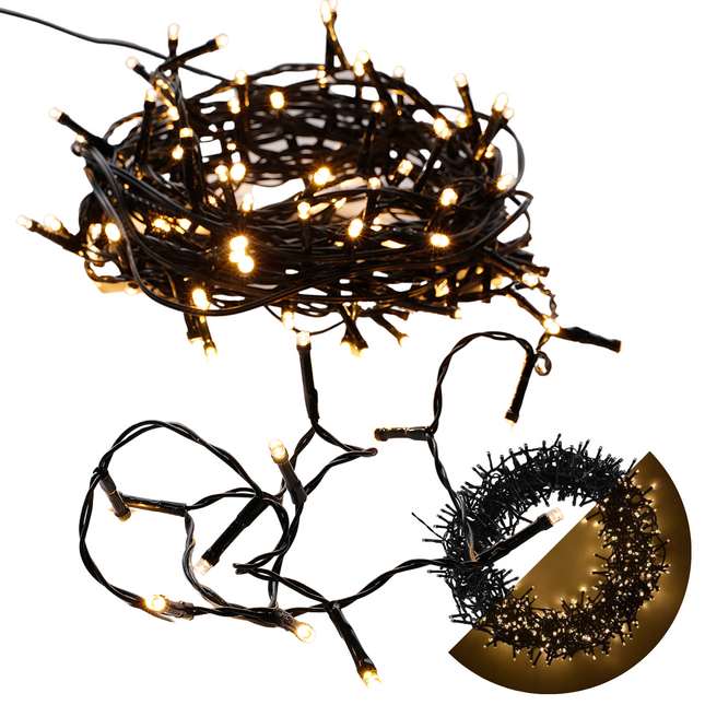 Cheqo® Kerstboomverlichting - Micro Clusterverlichting - Kerstlampjes - Led Verlichting - Kerstverlichting voor Binnen en Buiten - 400 LED - 8 Meter - Warm Wit Clusterverlichting