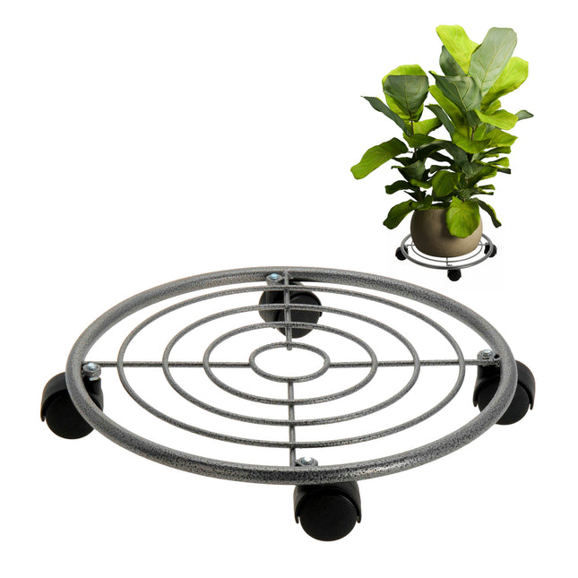 Cheqo® Plantenroller op Wieltjes - Stevig Metaal - Plantentrolley - 35cm Plantenroller