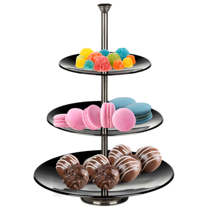Cheqo® Glanzende Etagère - Serveerplank - Serveertoren - RVS - 3 laags Etagere