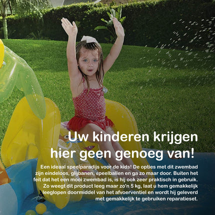 Cheqo® Luxe Speelcentrum - Opblaaszwembad - Speelmat - Zwembad voor Kinderen - Waterpretpark - Inclusief Glijbaan en Speelgoed Speelcentrum