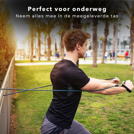Cheqo® Suspension Trainer - TRX Fitness Band - Expander Set - TRX Trainer - Slingtrainer - Met Opbergtas en 5 Elastieken - 11-delig Suspension trainers