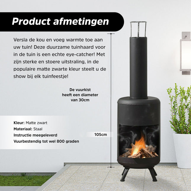 Cheqo® Luxe Terraskachel - Tuinhaard - Terrashaard - Terrasverwarming - Staande Vuurkorf - 105cm Terraskachel