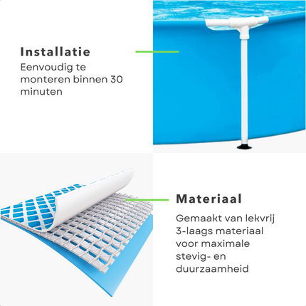 Cheqo® XL Opzetzwembad - Metalen Frame - Zwembad - Opzetbad - Ø244cm - 1828L - 38cm Waterhoogte Opzetzwembaden
